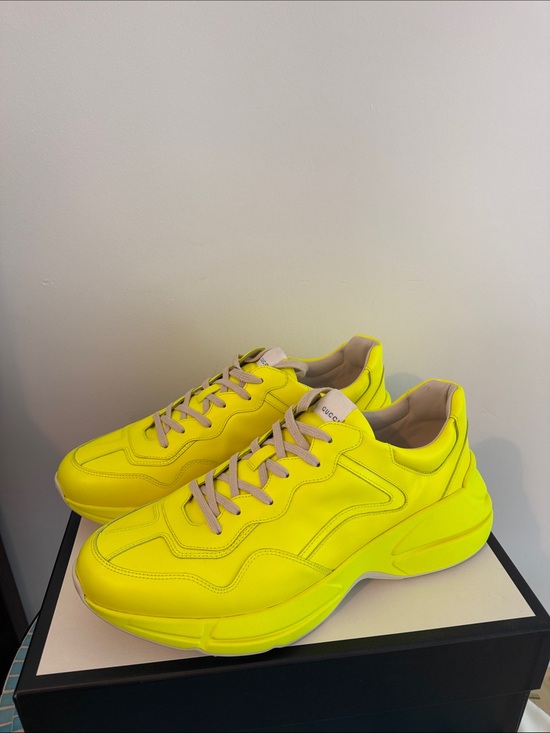 Gucci Other - New Gucci Neon Yellow Leather Rhyton Sneakers